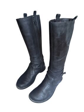 Merrell Women’s Black Leather Tall Riding Boots Waterproof Side Zip Buckle